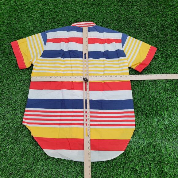 Vintage 90s MOD Button Shirt Womens Medium 20x28 Striped Baggy - Picture 4 of 13